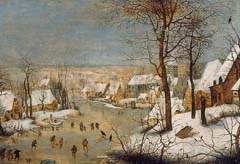 Motief Bruegel - Winterlandschap met schaatsers en vogelknip
